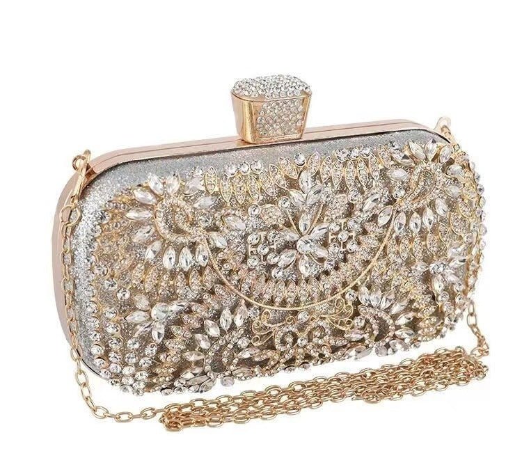 Artisan Crystal-Flower Evening Clutch Luxury Glitter Handbag for Couture & Galas (MAC274)