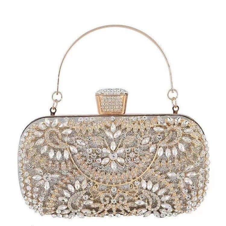 Artisan Crystal-Flower Evening Clutch Luxury Glitter Handbag for Couture & Galas (MAC274)