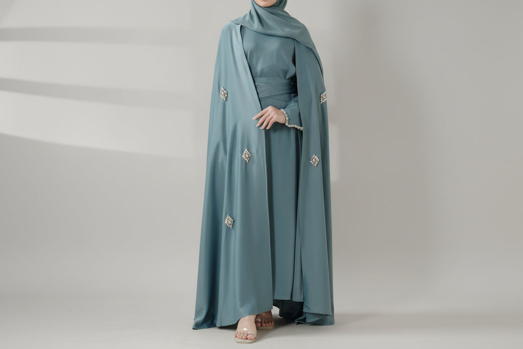 Cape Abaya, Haute Couture Heavy Rhinestone Abaya (MOA067)