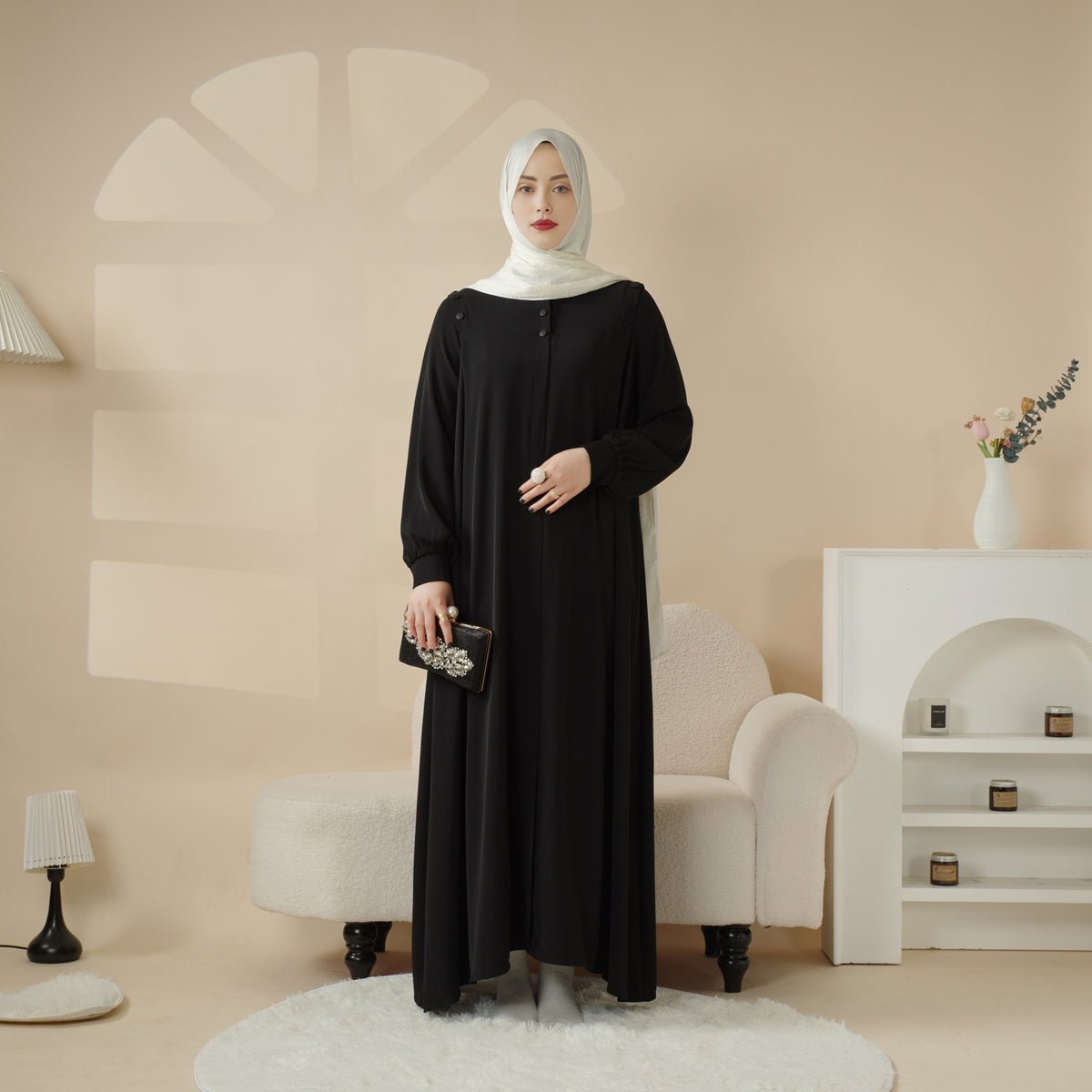 Macaron Shoulder Button Pullover Abaya (MA083)