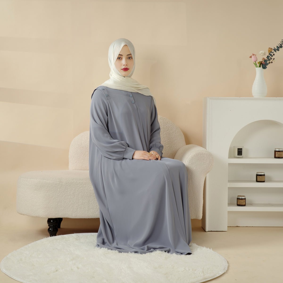 Macaron Shoulder Button Pullover Abaya (MA083)