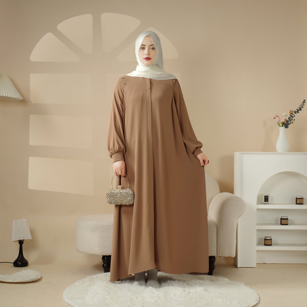 Macaron Shoulder Button Pullover Abaya (MA083)