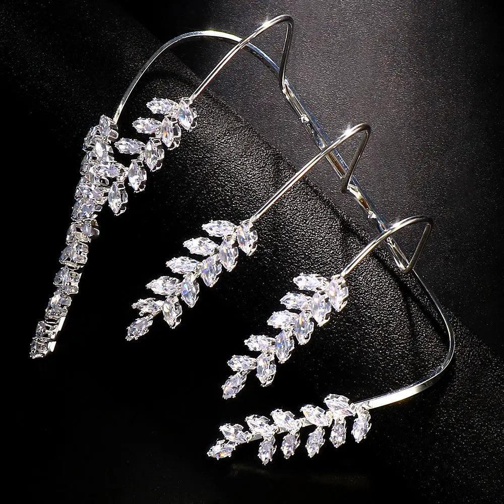 Stonefans Zircon Cuff Hand Palm Bangle Leaf Bracelet MAC053