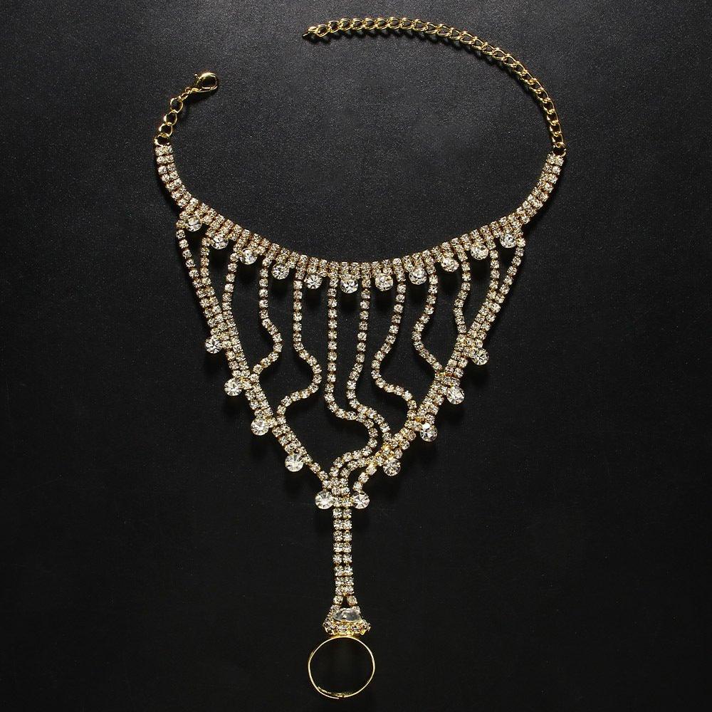 Full Diamond  Light Luxury Tassel Ring Bracelet MAC118