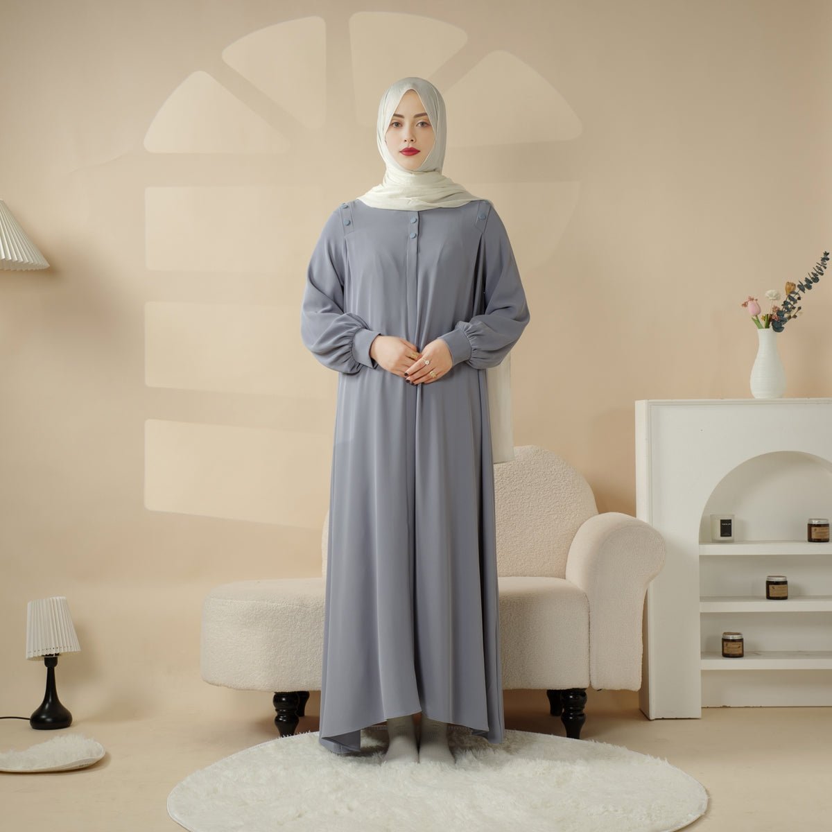 Macaron Shoulder Button Pullover Abaya (MA083)