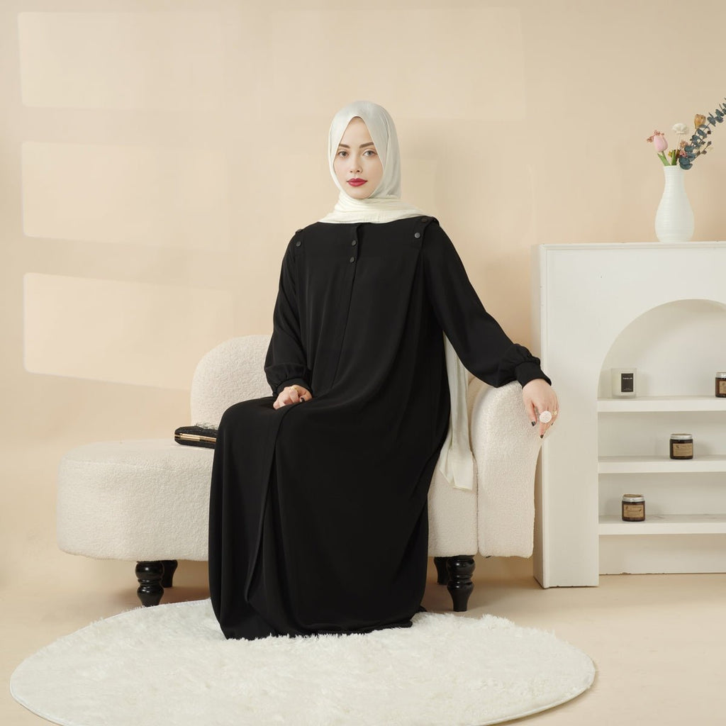 Macaron Shoulder Button Pullover Abaya (MA083)