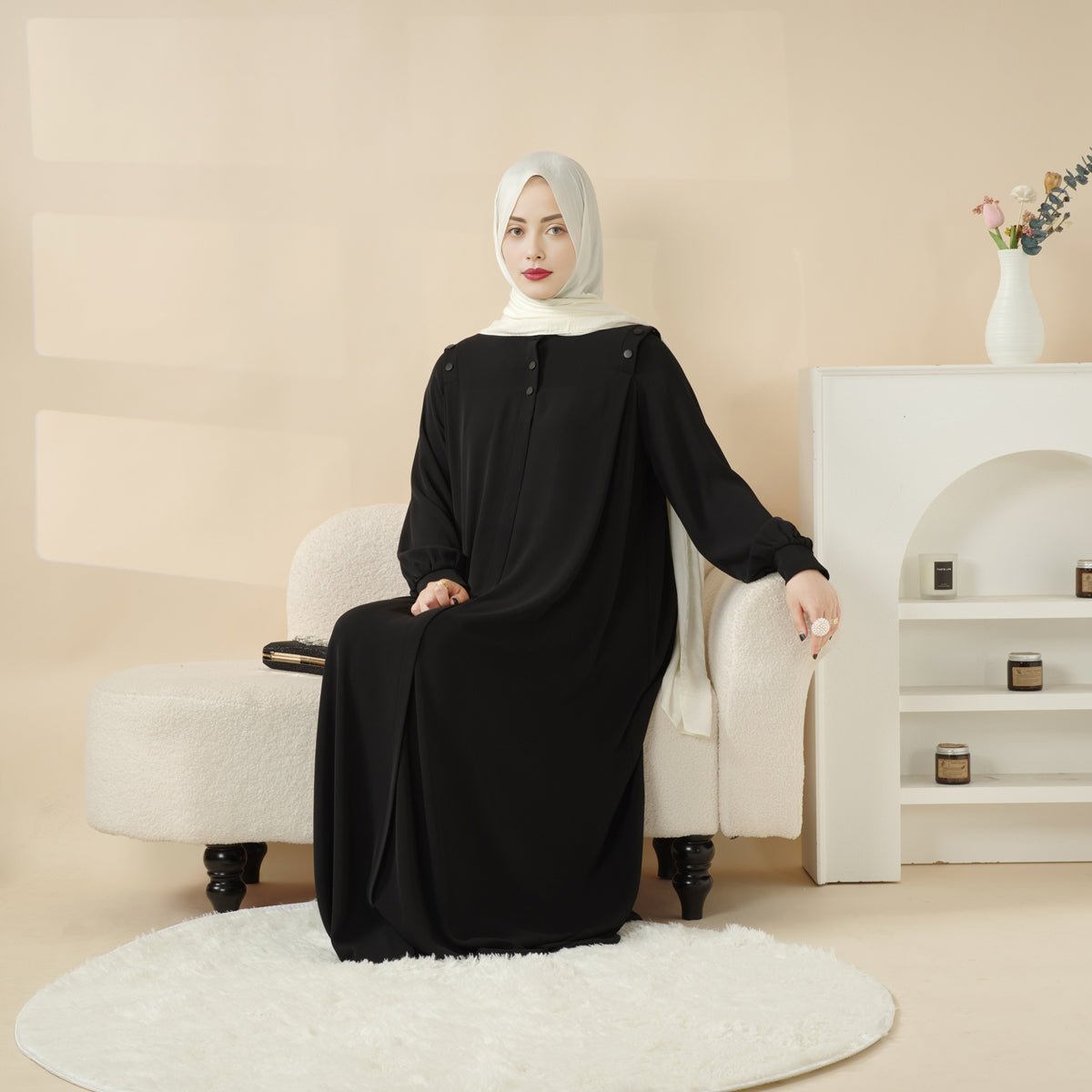 Macaron Shoulder Button Pullover Abaya (MA083)