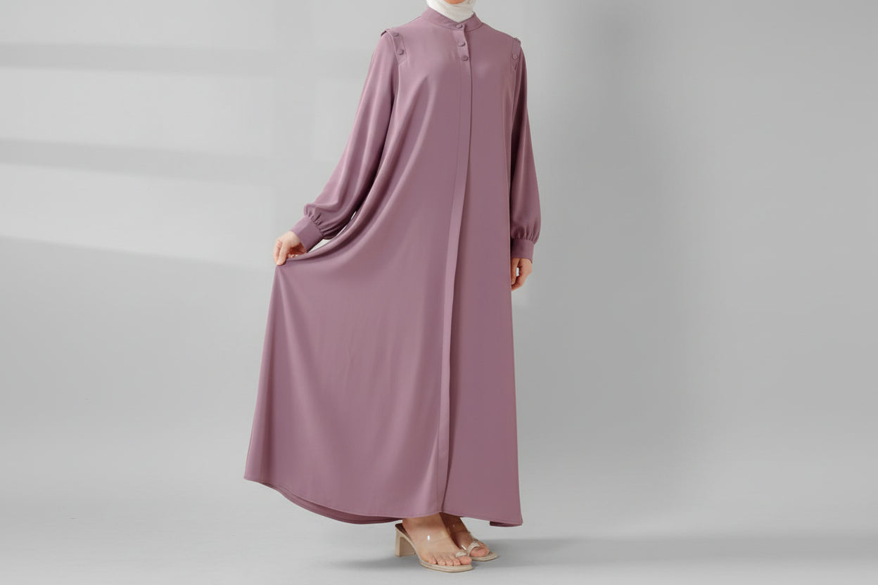 Macaron Shoulder Button Pullover Abaya (MA083)