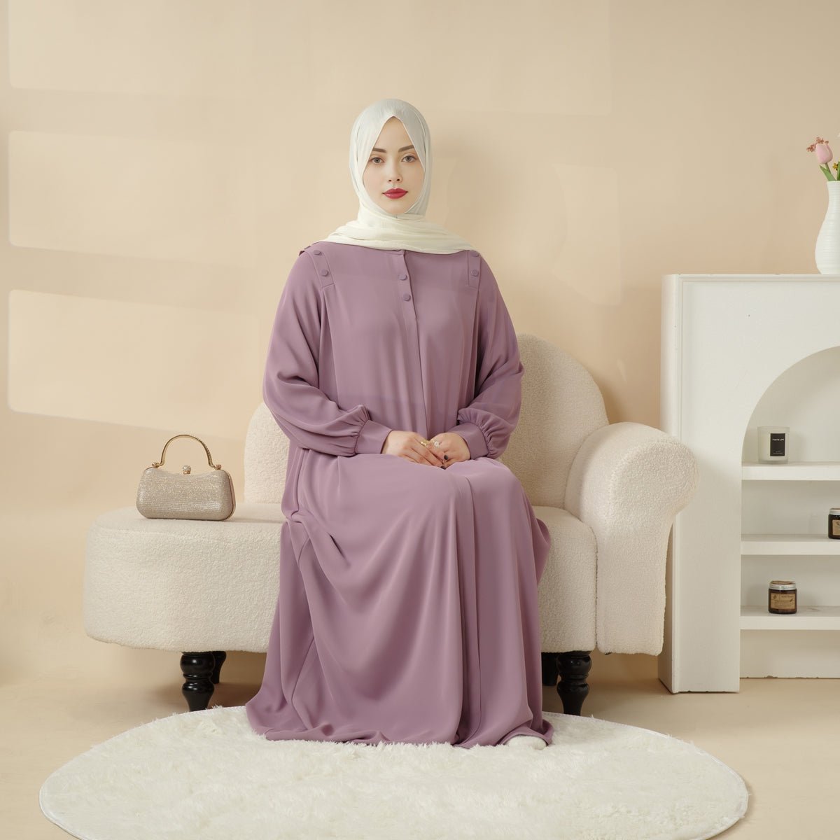Macaron Shoulder Button Pullover Abaya (MA083)