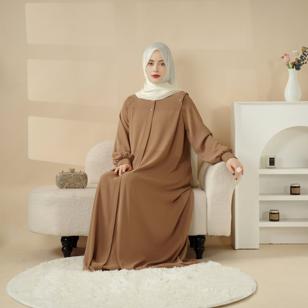 Macaron Shoulder Button Pullover Abaya (MA083)
