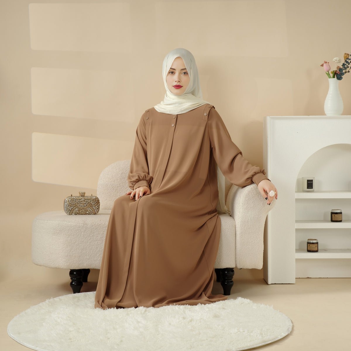 Macaron Shoulder Button Pullover Abaya (MA083)