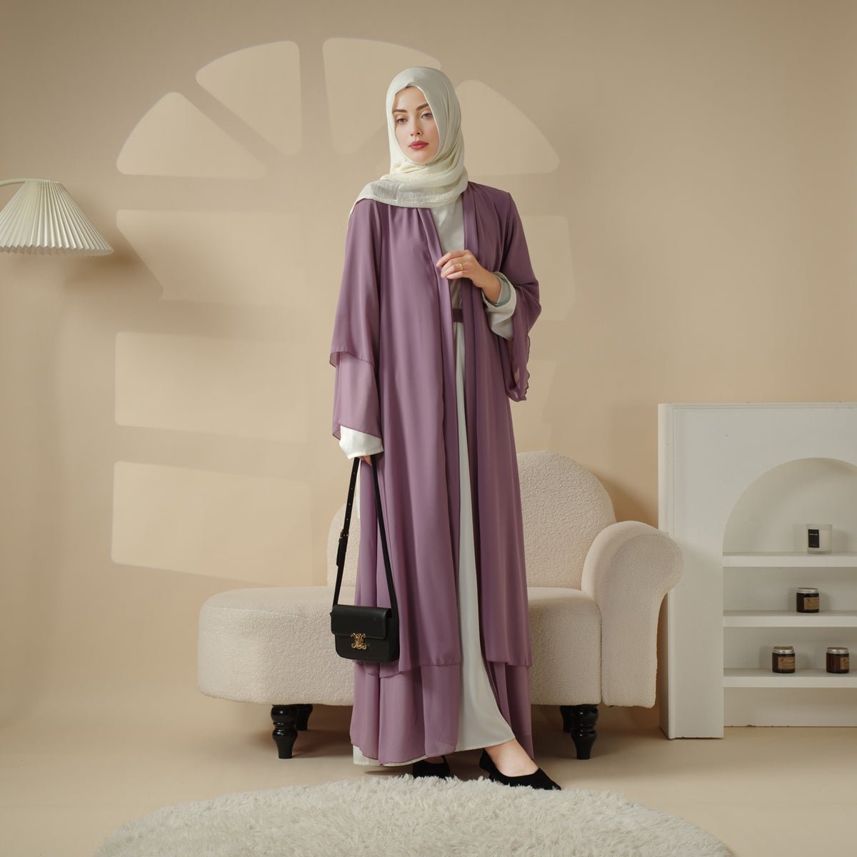 Stylish Chiffon Modest Set Abaya (MOA008)
