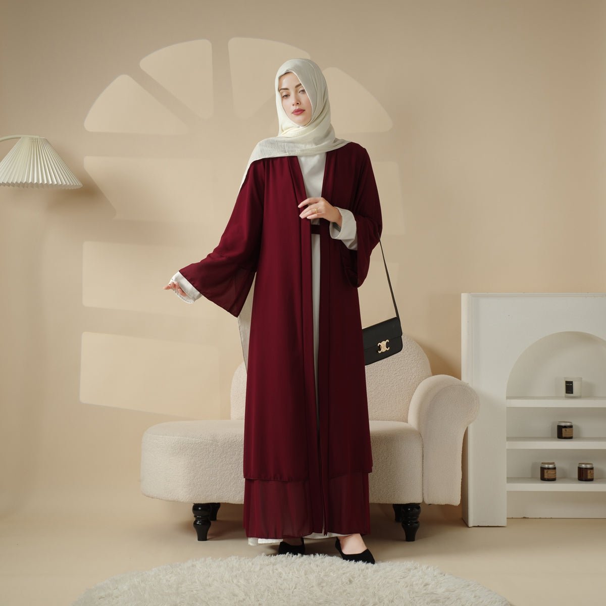 Stylish Chiffon Modest Set Abaya (MOA008)
