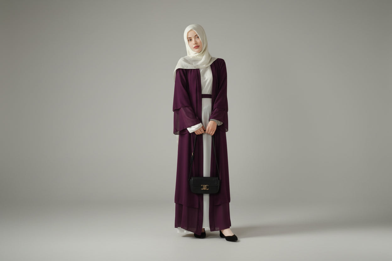 Stylish Chiffon Modest Set Abaya (MOA008)