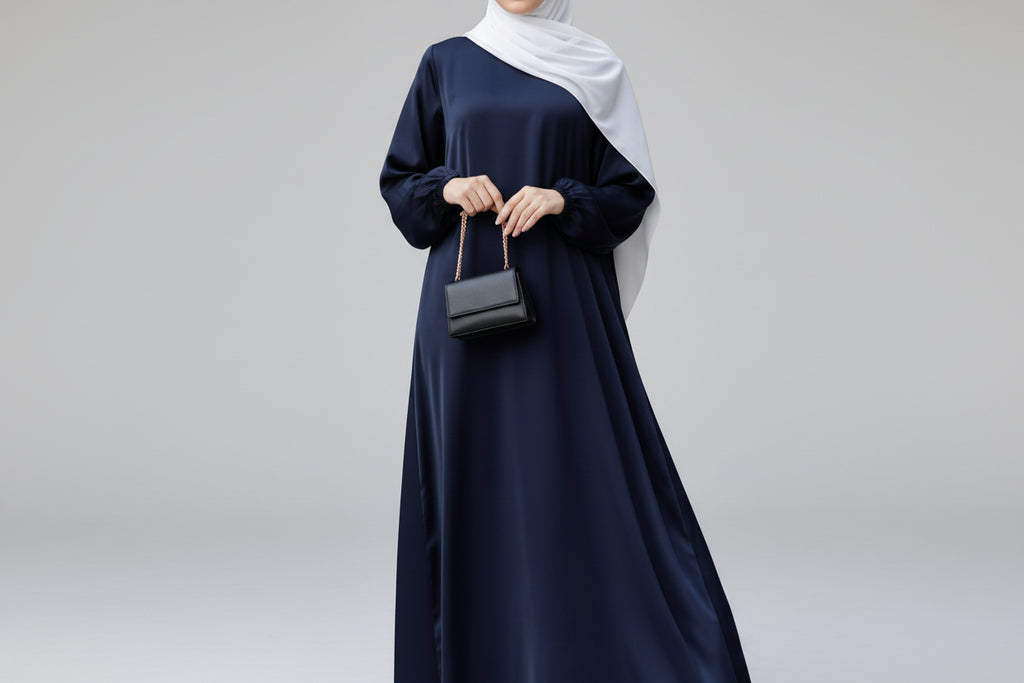 Modest Luxury Premium Satin Abaya | Umbrella Cut A-Line Abaya with Pockets (MA311)