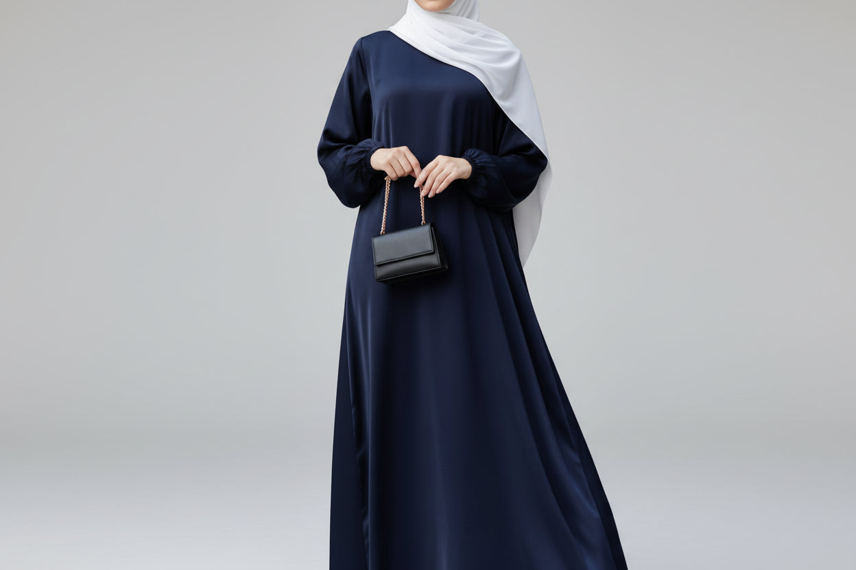 Modest Luxury Premium Satin Abaya | Umbrella Cut A-Line Abaya with Pockets (MA311)